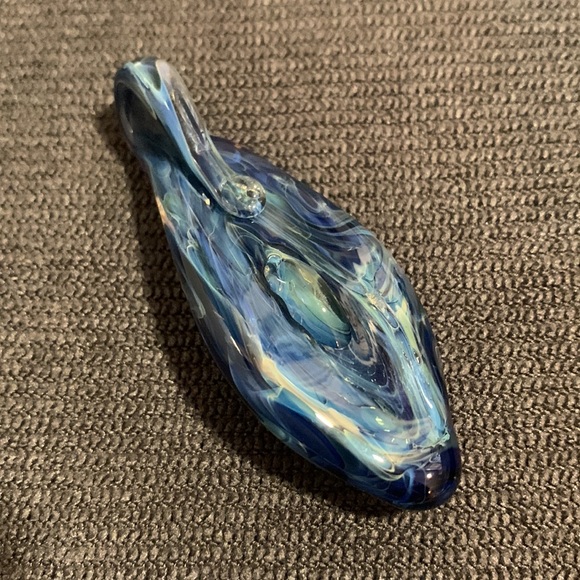 Abstract handmade hand blown glass pendant beautiful multicolor wearable art - Picture 10 of 16